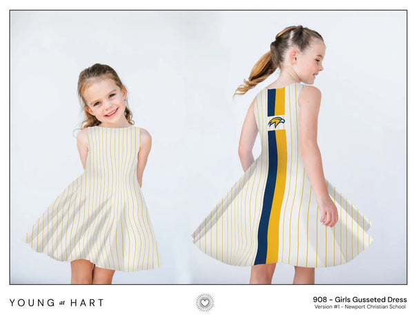 NCS Yellow Pin Stripe Girl's Twirl Dress Young at Hart