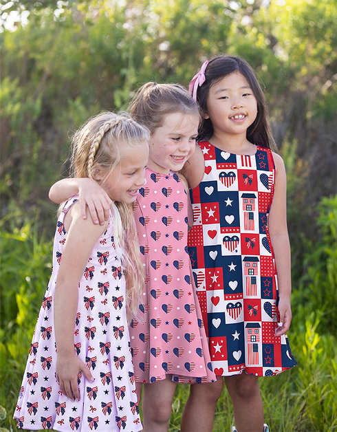 M A D I S O N - Girls Americana Patchwork Dress
