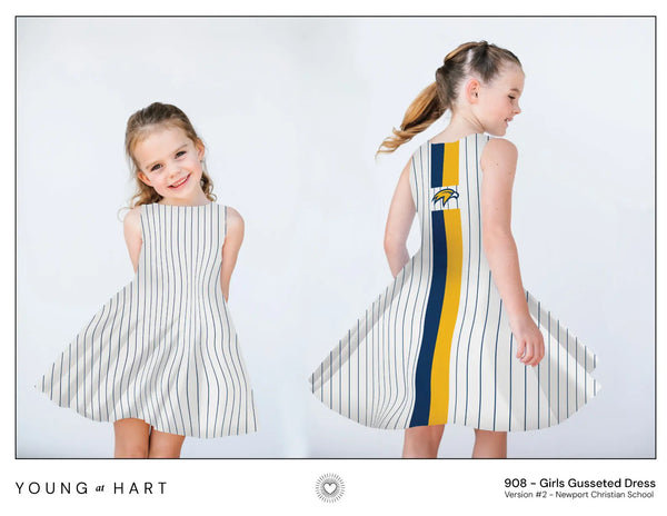 NCS Blue Pin Stripe Girl's Twirl Dress Young at Hart