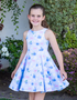 A L I C E - Blue Floral & Bow Storybook Dress