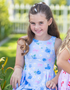 A L I C E - Blue Floral & Bow Storybook Dress