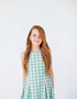 T I L L I E - Girls Aqua Gingham Dress