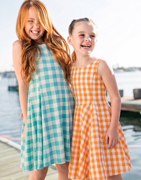 P O P P Y - Girls Orange Gingham Dress