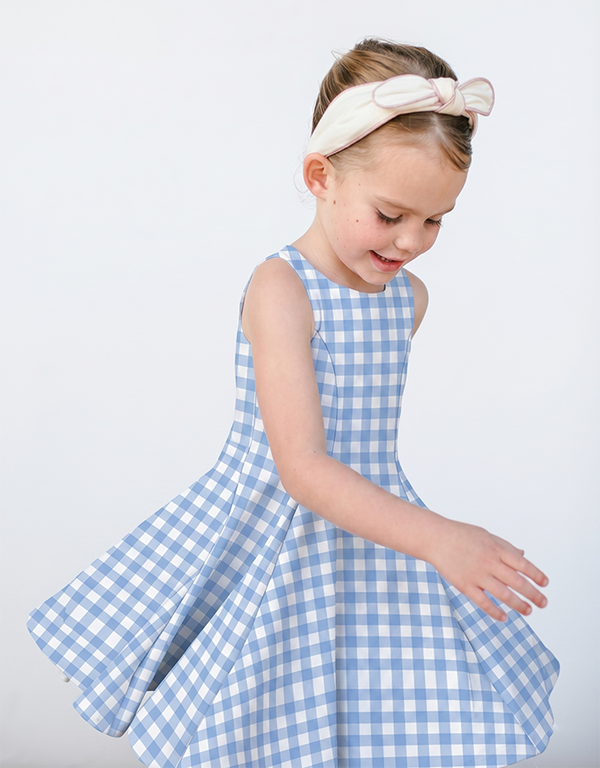 S K Y L A R - Girls Baby Blue Gingham Dress