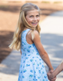 C E C I L I A - Girls Blueberry Floral Dress