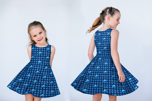 Harbor View Swim Team Custom Blue Girls Twirl Dress