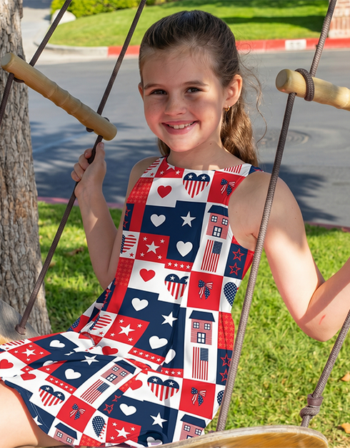 M A D I S O N - Girls Americana Patchwork Dress