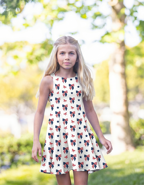 M A E - Girls Star Spangled Bow Dress