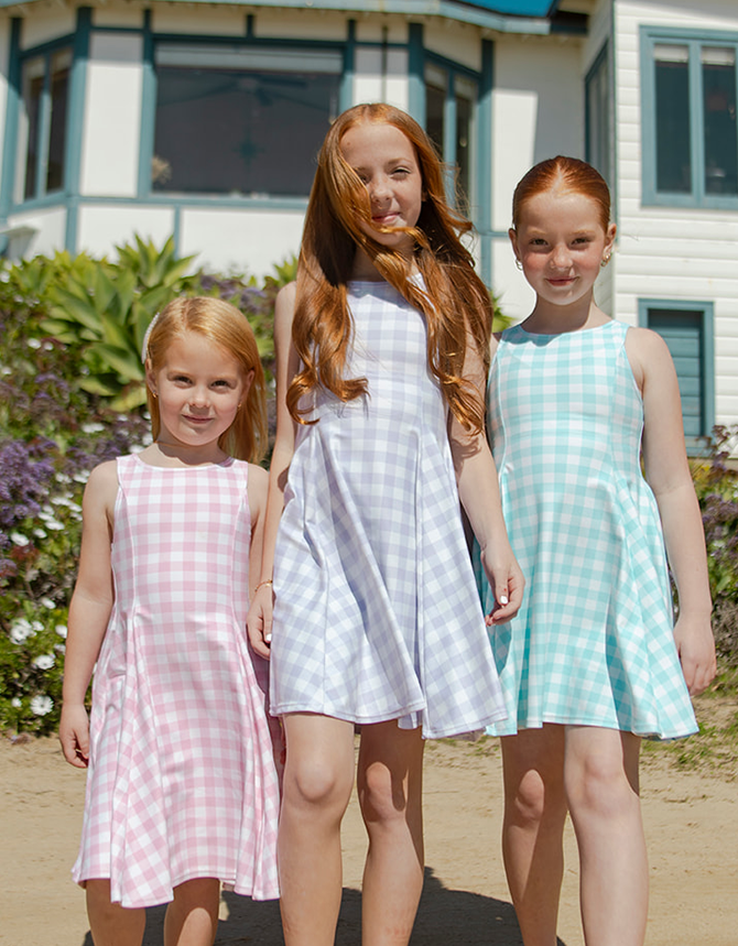 B A R B I E Girls pink gingham dress | Young at Hart