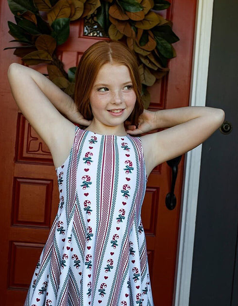 R U B Y - Girls Classic Christmas Candy Cane Girls Dress