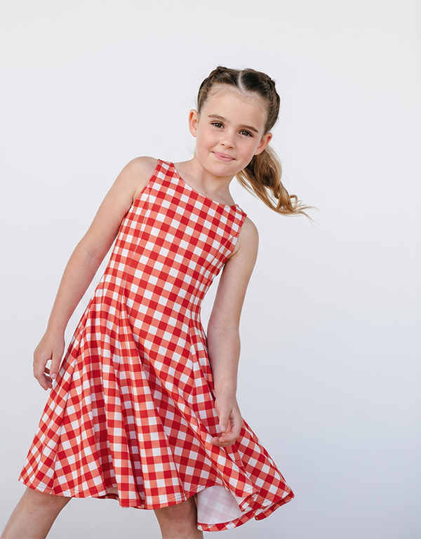 S A L L Y - Girls Red Gingham Dress