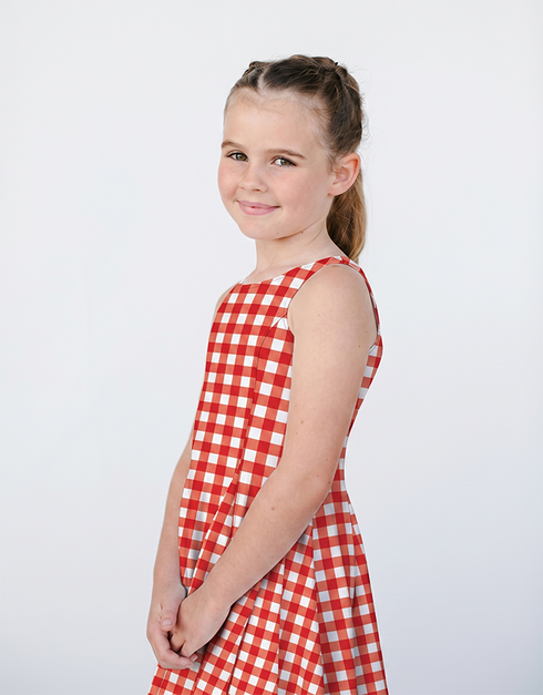 S A L L Y - Girls Red Gingham Dress