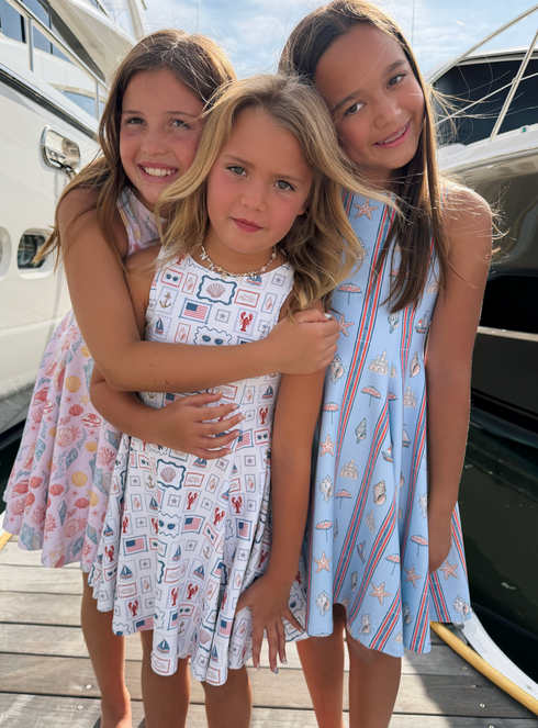 K Y N N E D Y - Girls Americana Coastal Postcard Dress