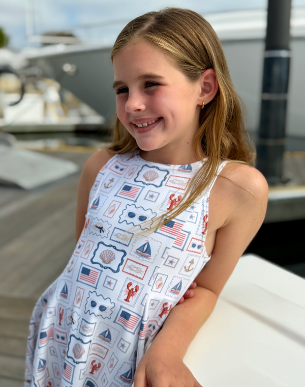 K Y N N E D Y - Girls Americana Coastal Postcard Dress