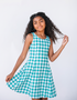 M A R L O W - Girls Teal Gingham Dress
