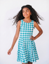 M A R L O W - Girls Teal Gingham Dress