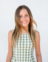 B I L L I E – girls gingham dress, olive gingham dress, retro girls dress | Young at Hart