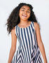 F A R R A H – girls striped dress, black and pink stripe dress, bold party dress | Young at Hart