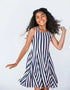 F A R R A H – girls striped dress, black and pink stripe dress, bold party dress | Young at Hart