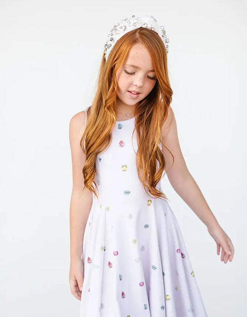 G E M M A – girls jewel print dress, playful print dress, colorful party dress | Young at Hart