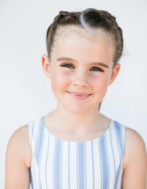 G R A C E – girls striped dress, blue and white dress, timeless girls dress | Young at Hart