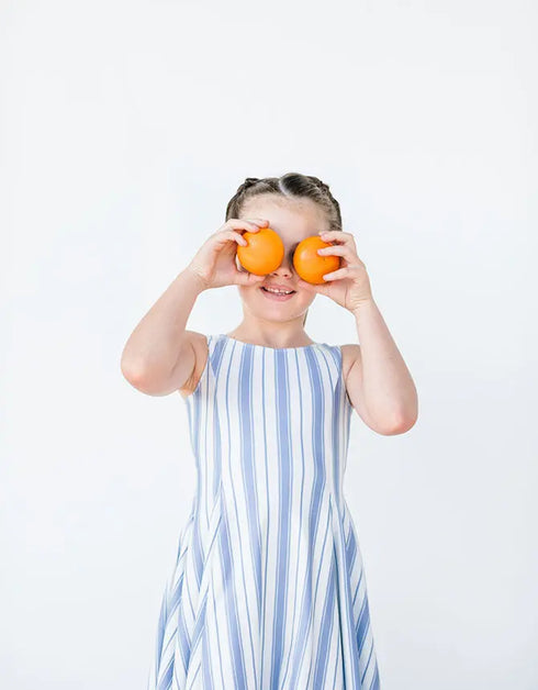 G R A C E – girls striped dress, blue and white dress, timeless girls dress | Young at Hart