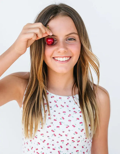 S C A R L E T T – girls cherry print dress, summer dress, playful girls dress | Young at Hart