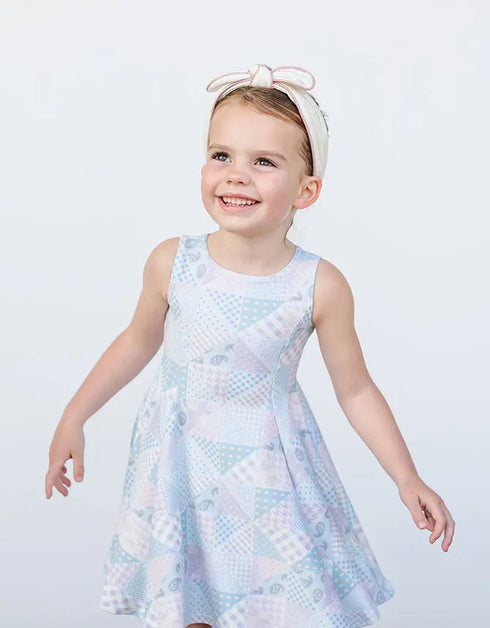 H A R P E R – girls patchwork dress, playful print dress, spring party dress | Young at Hart