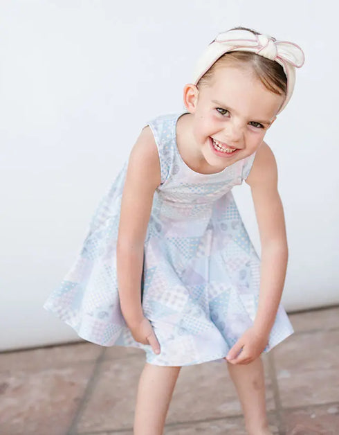 H A R P E R – girls patchwork dress, playful print dress, spring party dress | Young at Hart