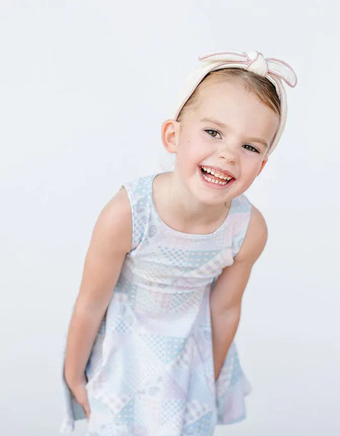 H A R P E R – girls patchwork dress, playful print dress, spring party dress | Young at Hart