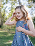 A L L Y – girls classic black gingham and multi-colored hearts dress | Young at Hart