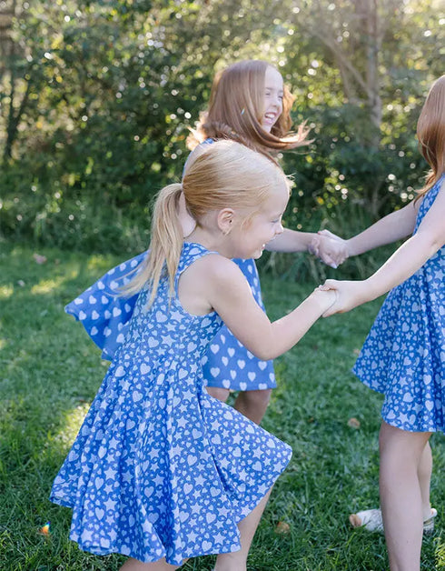 C E L E S T E – girls star print dress, celestial dress, sparkle dress | Young at Hart
