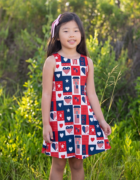 M A D I S O N - Girls Americana Patchwork Dress