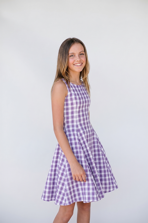 V I V I - Girls Purple Gingham Dress