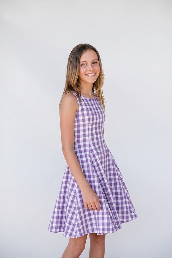 V I V I - Girls Purple Gingham Dress