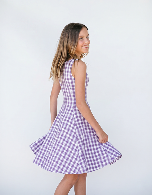V I V I - Girls Purple Gingham Dress