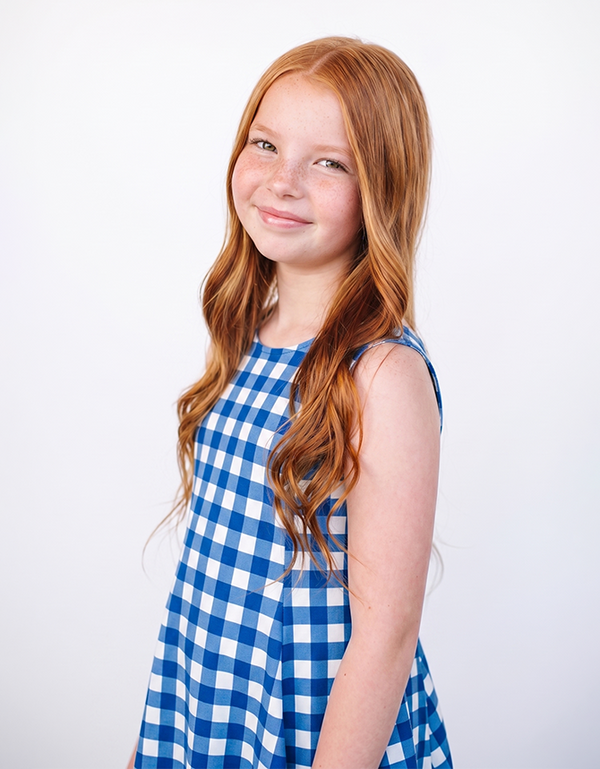 B R O O K E - Girls Royal Gingham Dress