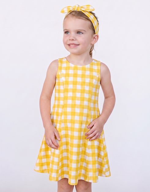 M A R G O T - Girls Yellow Gingham Dress