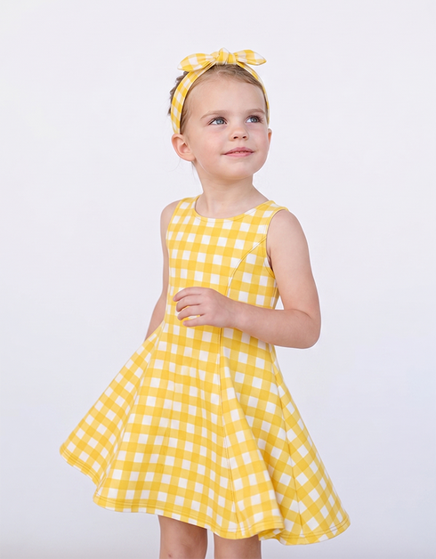 M A R G O T - Girls Yellow Gingham Dress