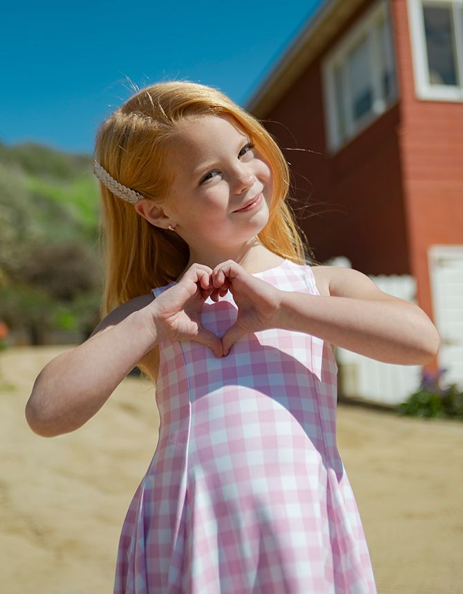 BARBIE Girls pink gingham dress